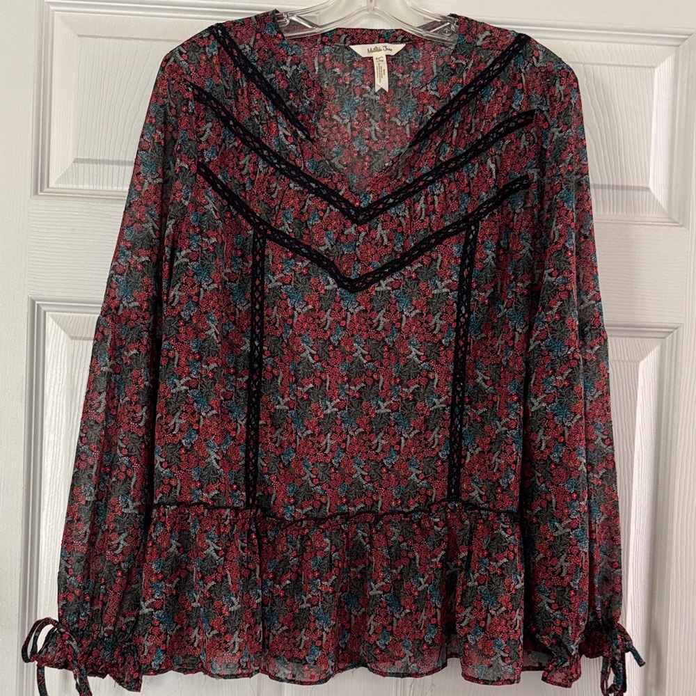 Matilda Jane Floral Blouse in Red and Blue